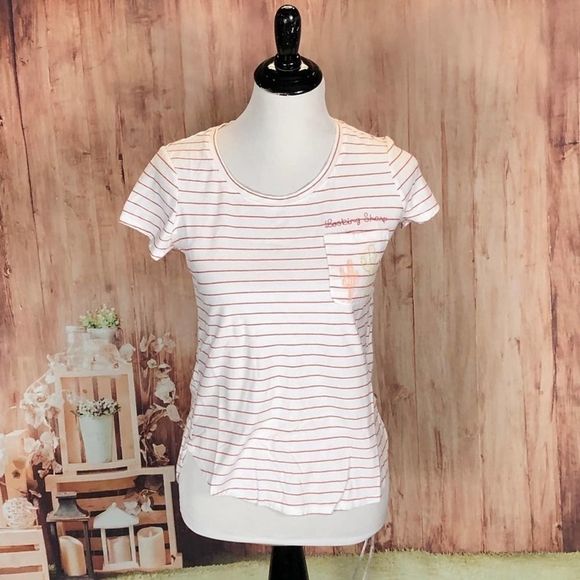 *721 Lauren Conrad Embroidered Striped Tee - Picture 1 of 7
